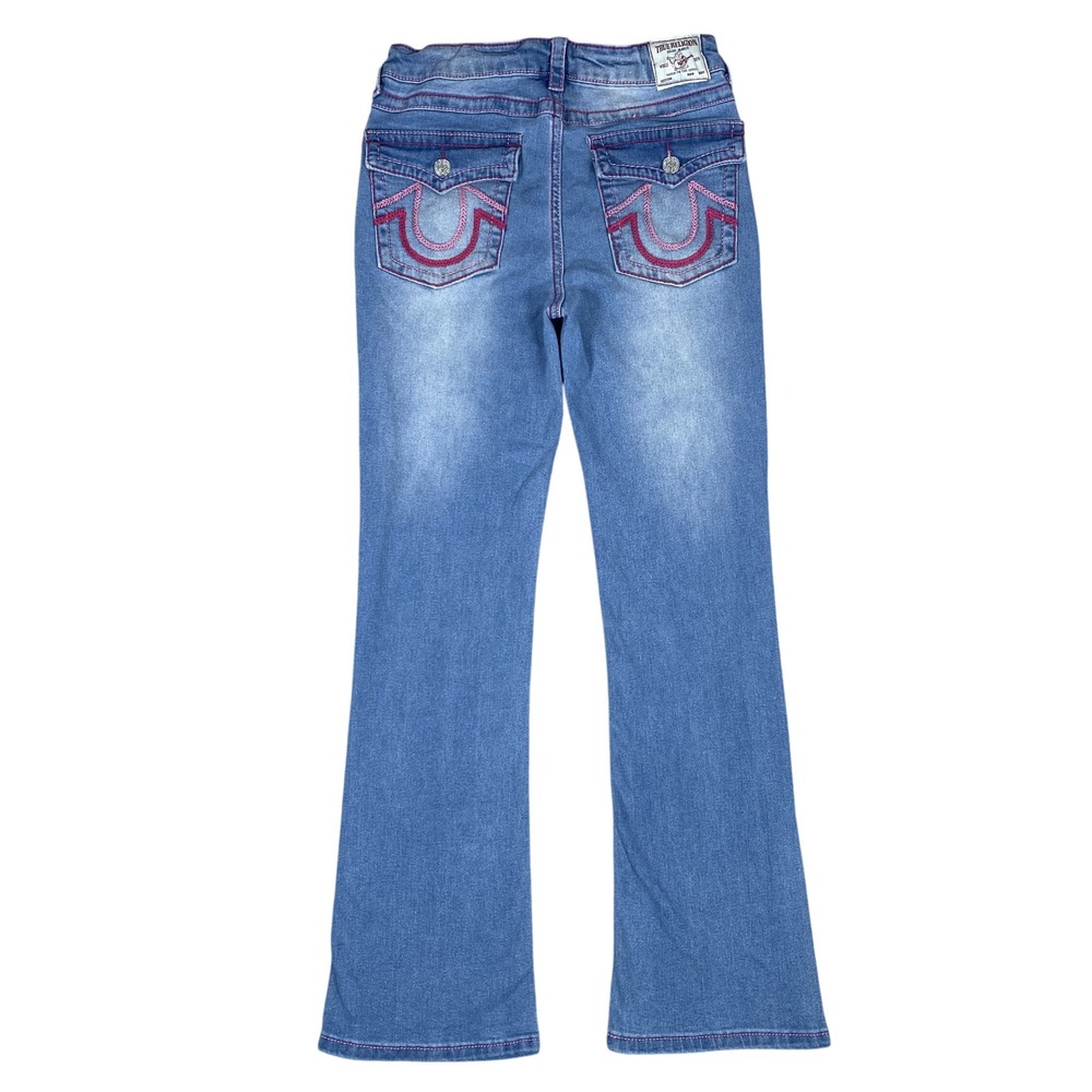True Religion Becca Bootcut Jeans Girls Size 14 Pink Stitch